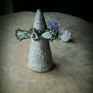 Turquoise white buffalo boho ring
